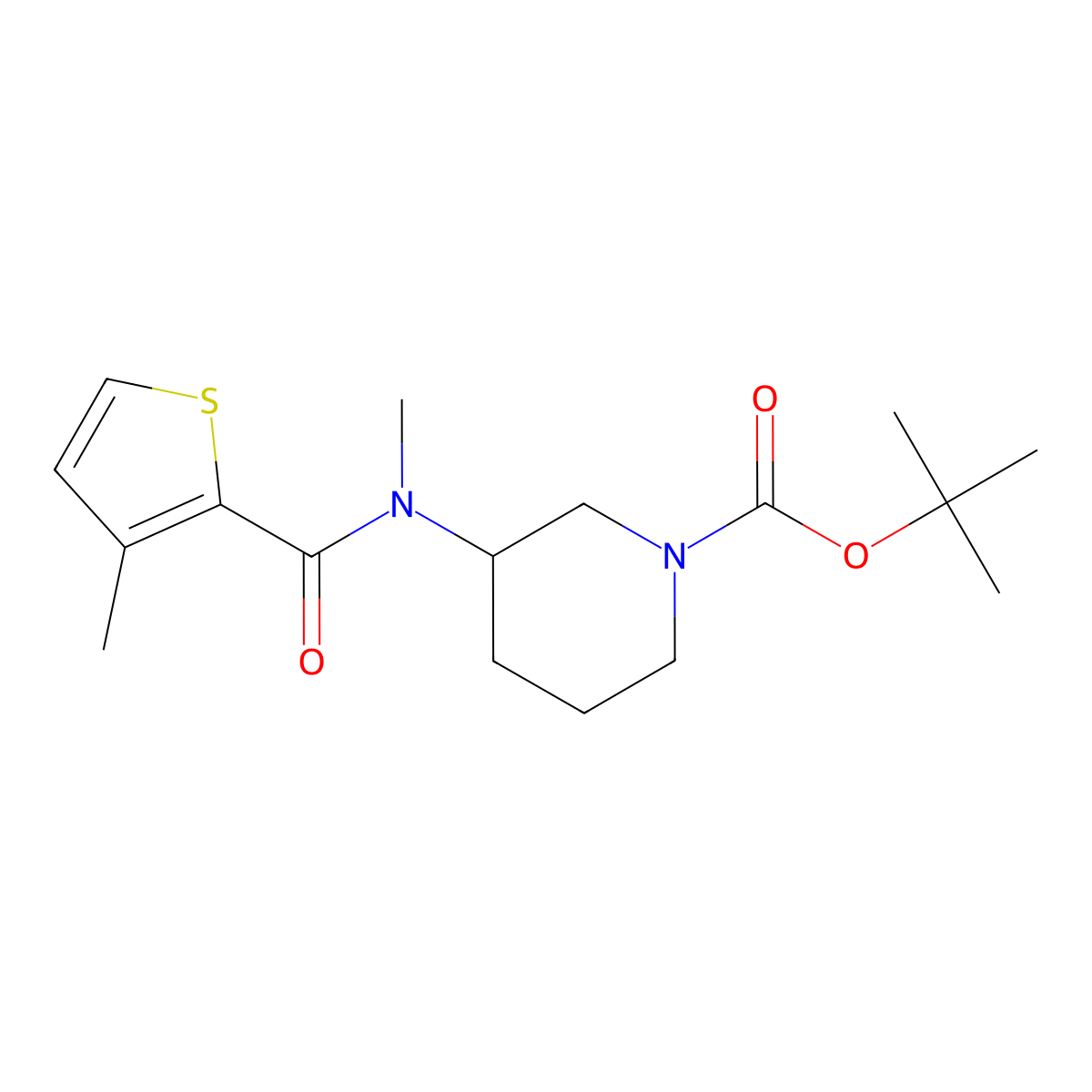 tert-Butyl 3-(N,3-dimethylthiophene-2-carboxamido)piperidine-1-carboxylate molecular structure, CAS 1353954-33-2