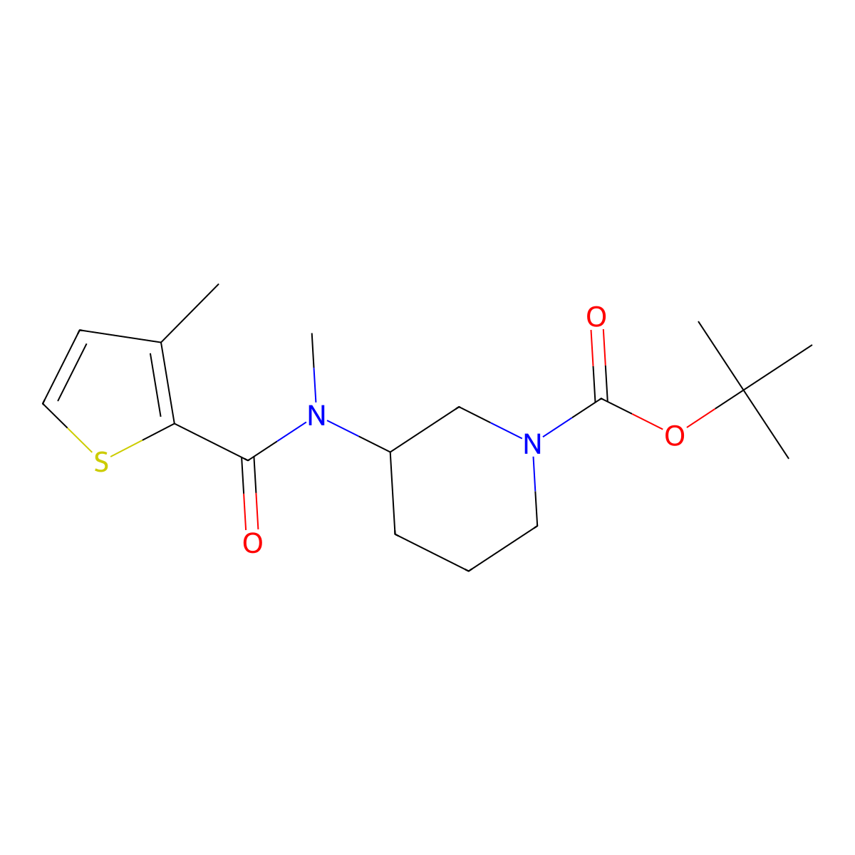 tert-Butyl 3-(N,3-dimethylthiophene-2-carboxamido)piperidine-1-carboxylate molecular structure, CAS 1353954-33-2
