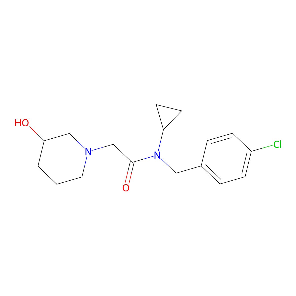 N-(4-chlorobenzyl)-N-cyclopropyl-2-(3-hydroxypiperidin-1-yl)acetamide molecular structure, CAS 1353954-37-6