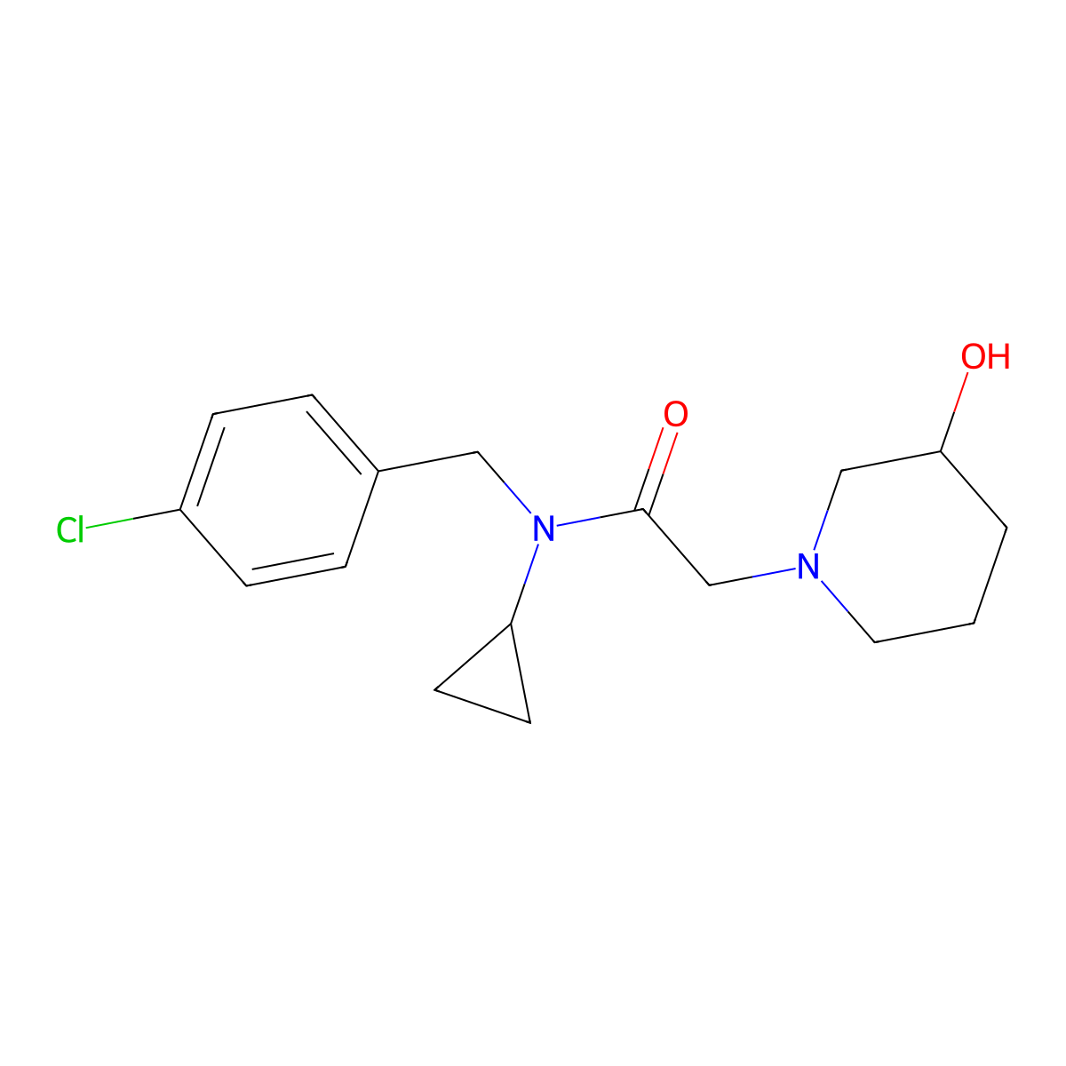 N-(4-chlorobenzyl)-N-cyclopropyl-2-(3-hydroxypiperidin-1-yl)acetamide molecular structure, CAS 1353954-37-6