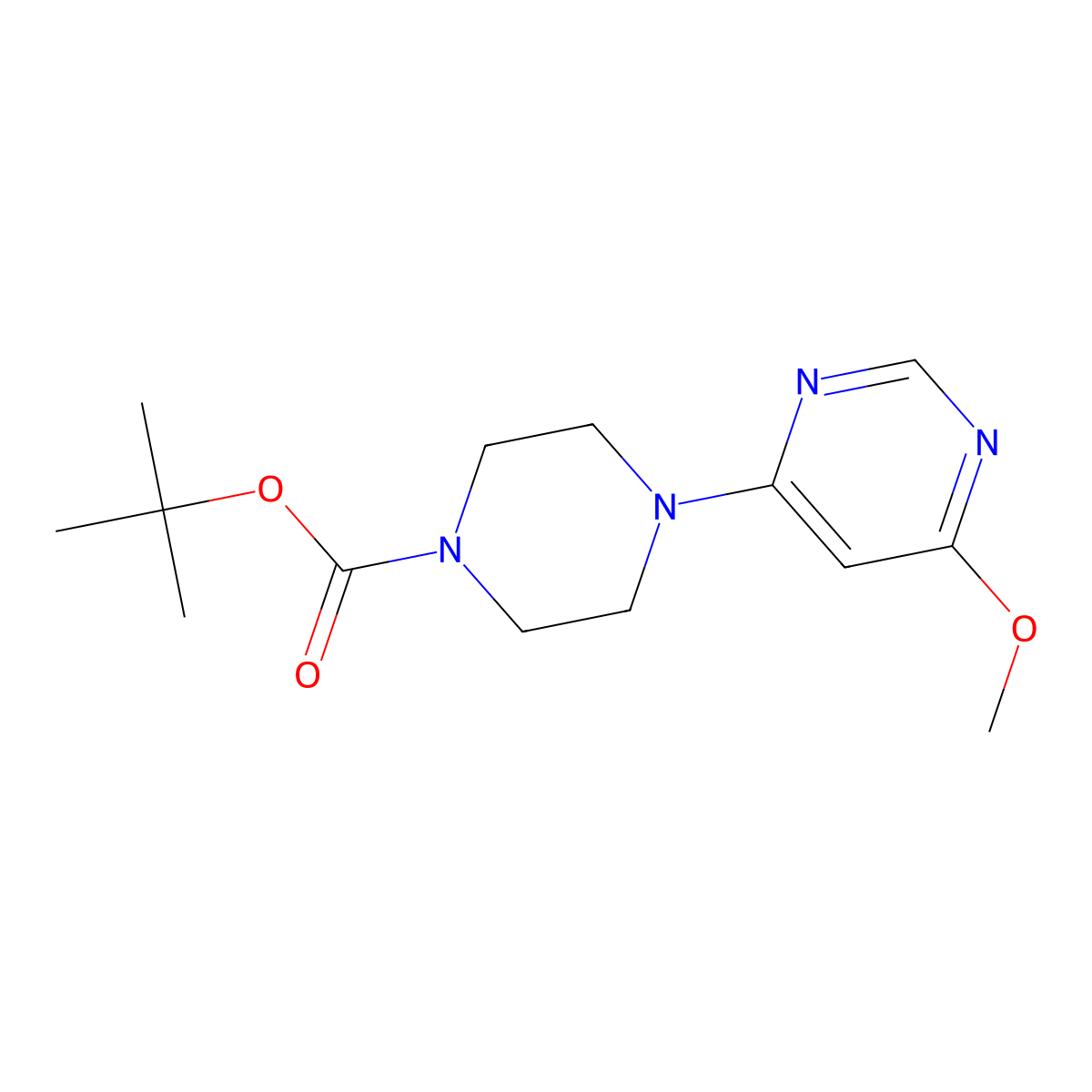 Tert-butyl 4-(6-methoxypyrimidin-4-yl)piperazine-1-carboxylate molecular structure, CAS 1353954-40-1