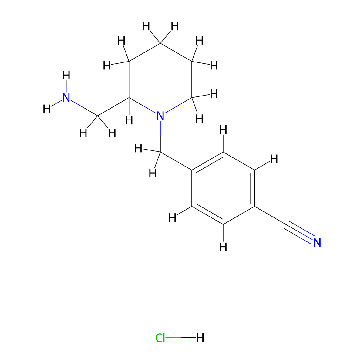 4-((2-(Aminomethyl)piperidin-1-yl)methyl)benzonitrile hydrochloride molecular structure, CAS 1353954-43-4