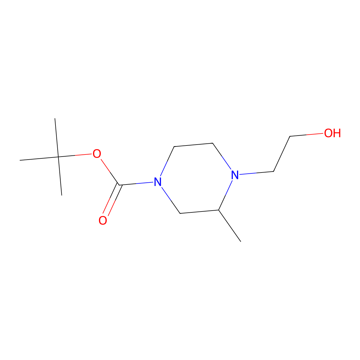 4-(2-Hydroxy-ethyl)-3-methyl-piperazine-1-carboxylic acid tert-butyl ester molecular structure, CAS 1353954-51-4