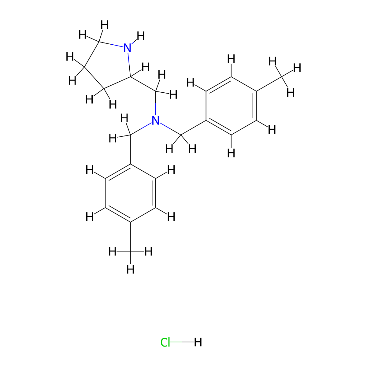 N,N-Bis(4-methylbenzyl)-1-(pyrrolidin-2-yl)methanamine hydrochloride molecular structure, CAS 1353954-52-5