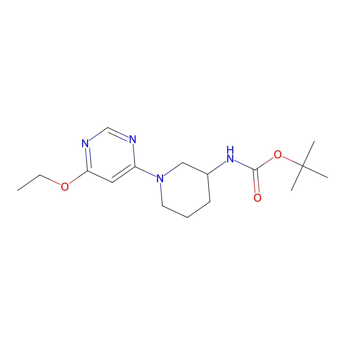 tert-Butyl (1-(6-ethoxypyrimidin-4-yl)piperidin-3-yl)carbamate molecular structure, CAS 1353954-53-6