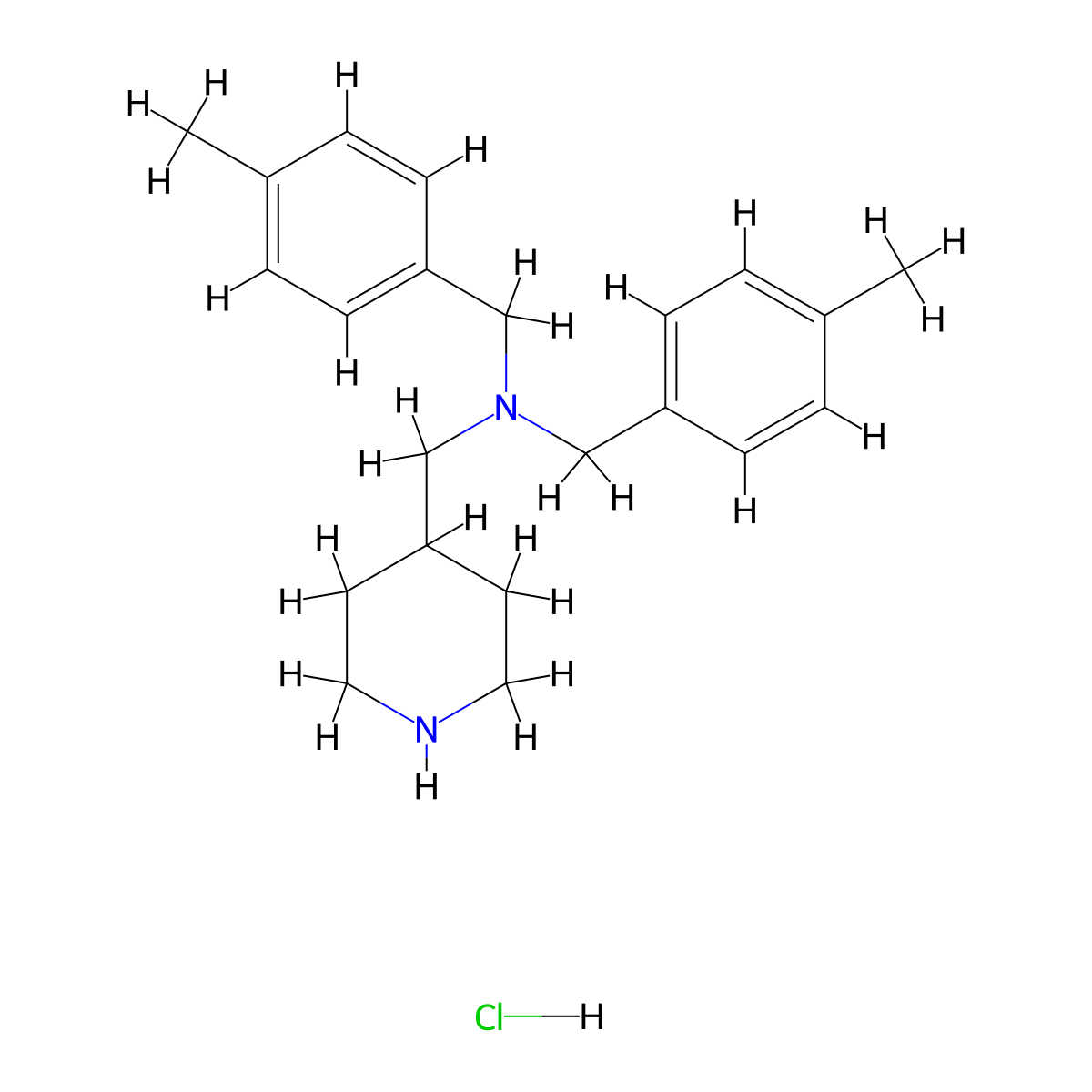 N,N-Bis(4-methylbenzyl)-1-(piperidin-4-yl)methanamine hydrochloride molecular structure, CAS 1353954-60-5