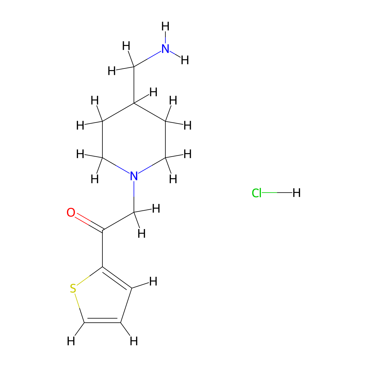 2-(4-(Aminomethyl)piperidin-1-yl)-1-(thiophen-2-yl)ethanone hydrochloride molecular structure, CAS 1353954-82-1