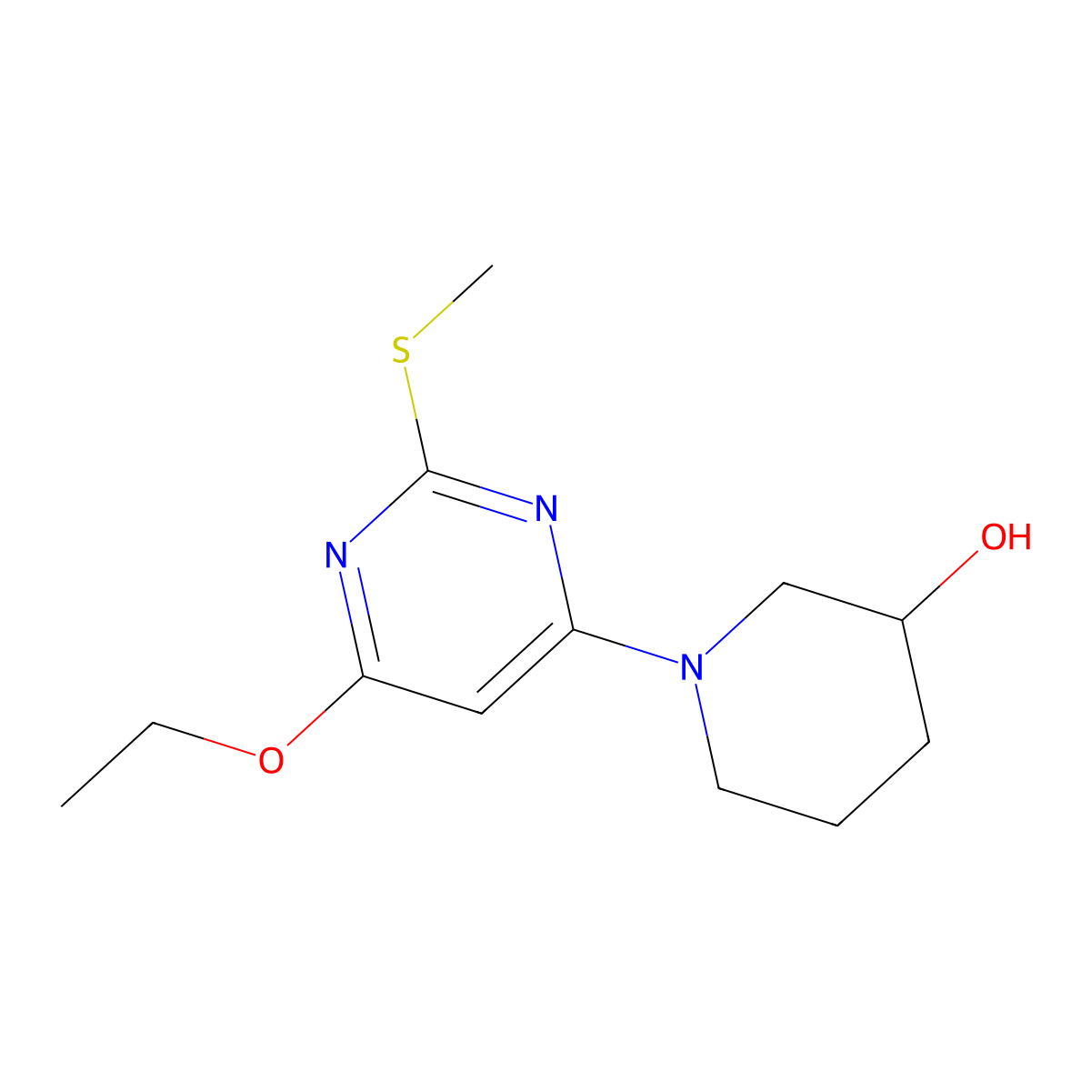 1-(6-Ethoxy-2-(methylthio)pyrimidin-4-yl)piperidin-3-ol molecular structure, CAS 1353954-83-2