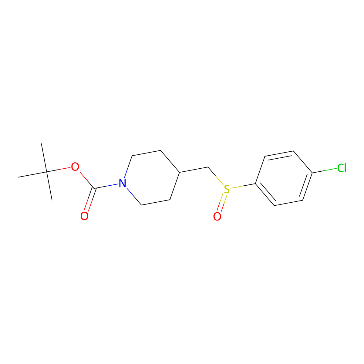 tert-Butyl 4-(((4-chlorophenyl)sulfinyl)methyl)piperidine-1-carboxylate molecular structure, CAS 1353954-87-6