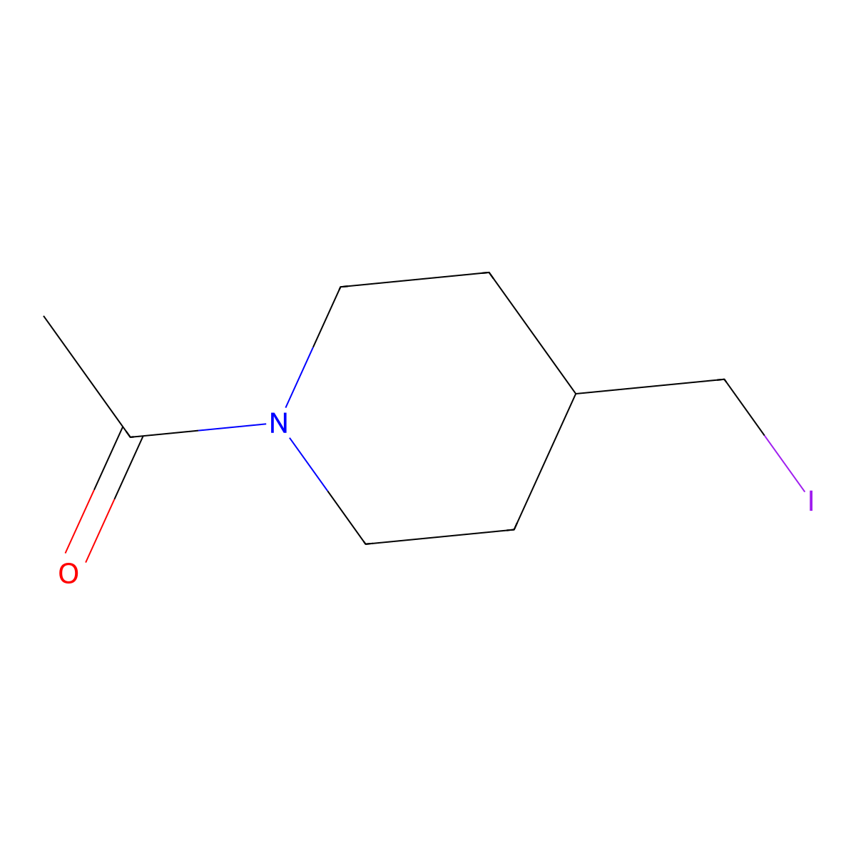 1-(4-(Iodomethyl)piperidin-1-yl)ethanone molecular structure, CAS 1353954-96-7