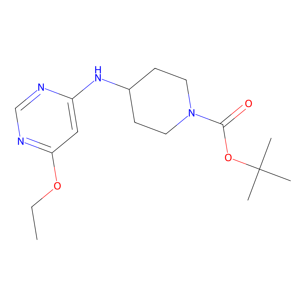 tert-Butyl 4-((6-ethoxypyrimidin-4-yl)amino)piperidine-1-carboxylate molecular structure, CAS 1353955-09-5