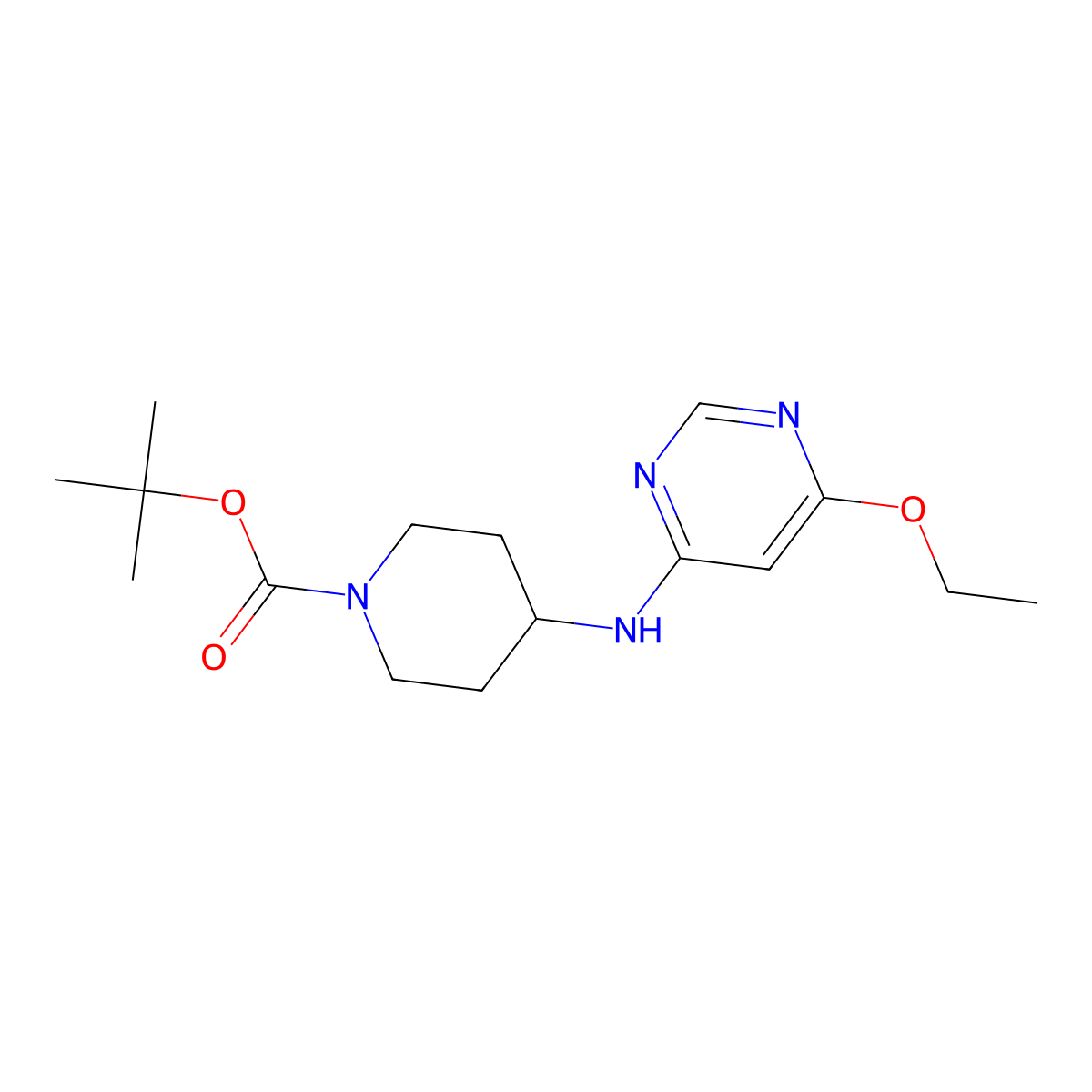 tert-Butyl 4-((6-ethoxypyrimidin-4-yl)amino)piperidine-1-carboxylate molecular structure, CAS 1353955-09-5