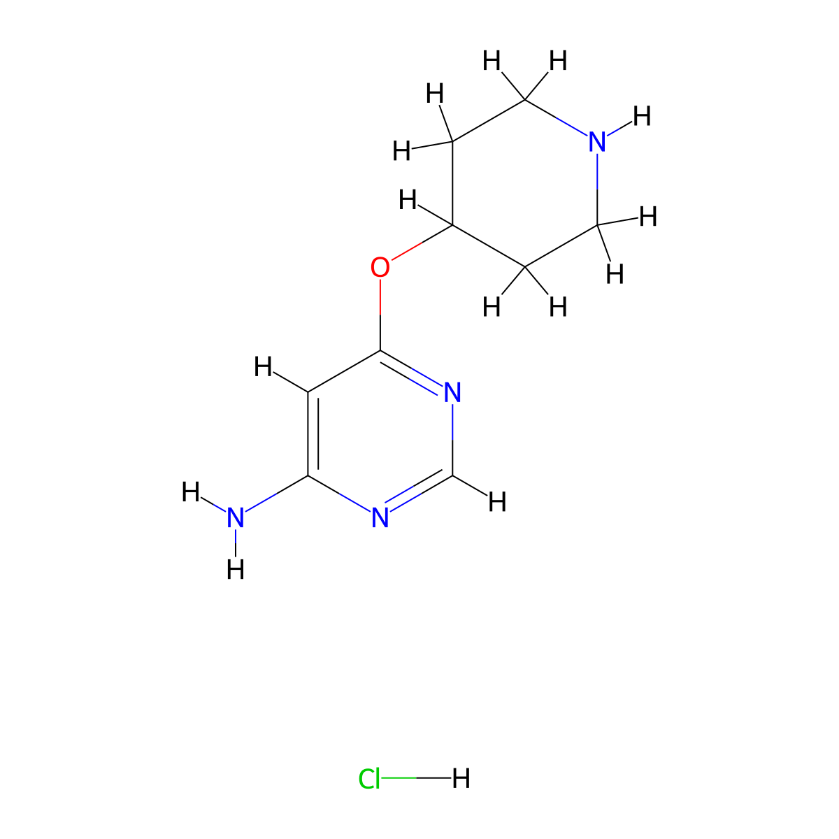 6-(Piperidin-4-yloxy)pyrimidin-4-amine hydrochloride molecular structure, CAS 1353955-14-2