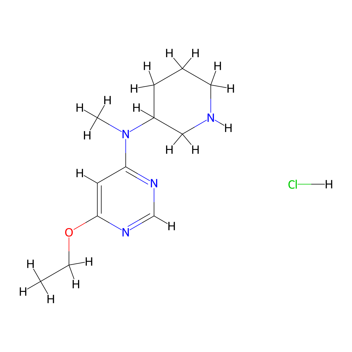 6-Ethoxy-N-methyl-N-(piperidin-3-yl)pyrimidin-4-amine hydrochloride molecular structure, CAS 1353955-17-5