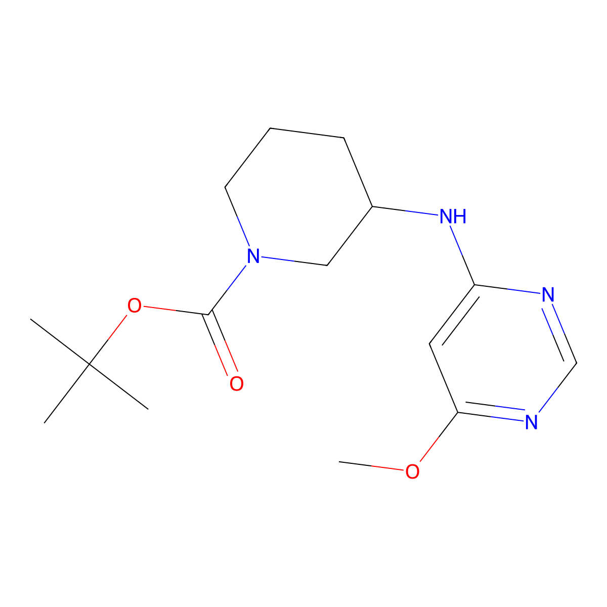 3-(6-Methoxy-pyrimidin-4-ylamino)-piperidine-1-carboxylic acid tert-butyl ester molecular structure, CAS 1353955-36-8
