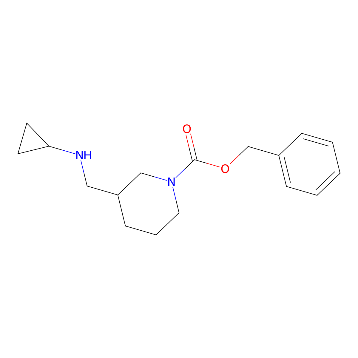 3-Cyclopropylaminomethyl-piperidine-1-carboxylic acid benzyl ester molecular structure, CAS 1353955-38-0