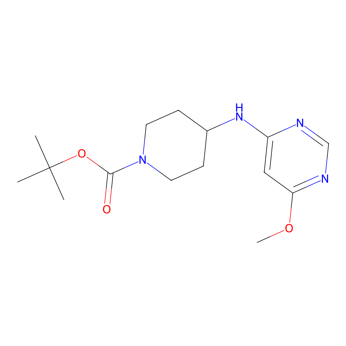 tert-Butyl 4-((6-methoxypyrimidin-4-yl)amino)piperidine-1-carboxylate molecular structure, CAS 1353955-46-0