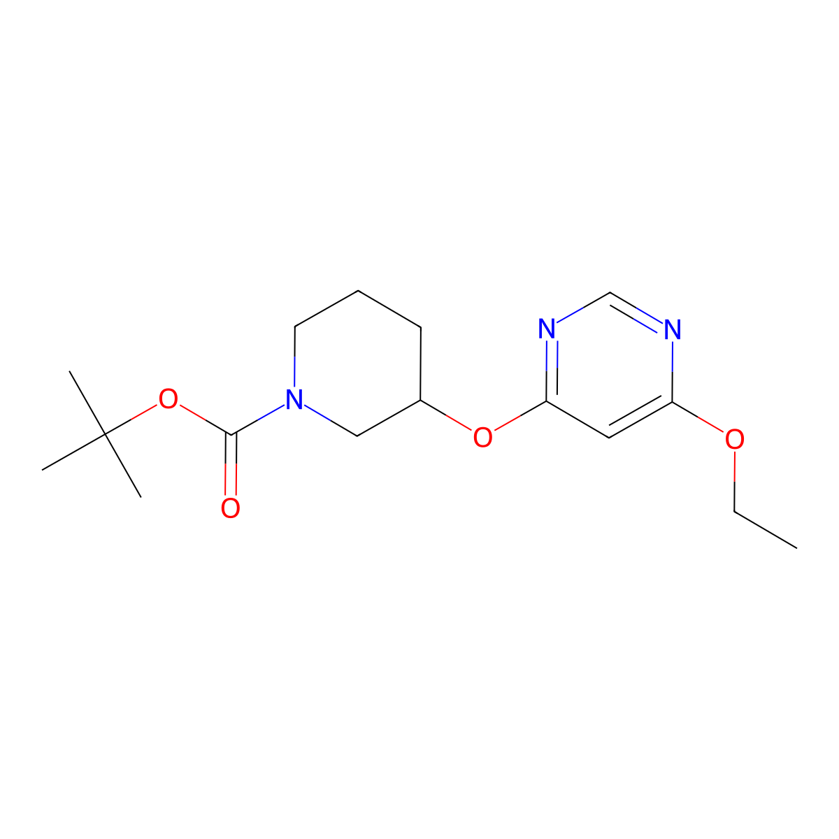 tert-Butyl 3-((6-ethoxypyrimidin-4-yl)oxy)piperidine-1-carboxylate molecular structure, CAS 1353955-56-2