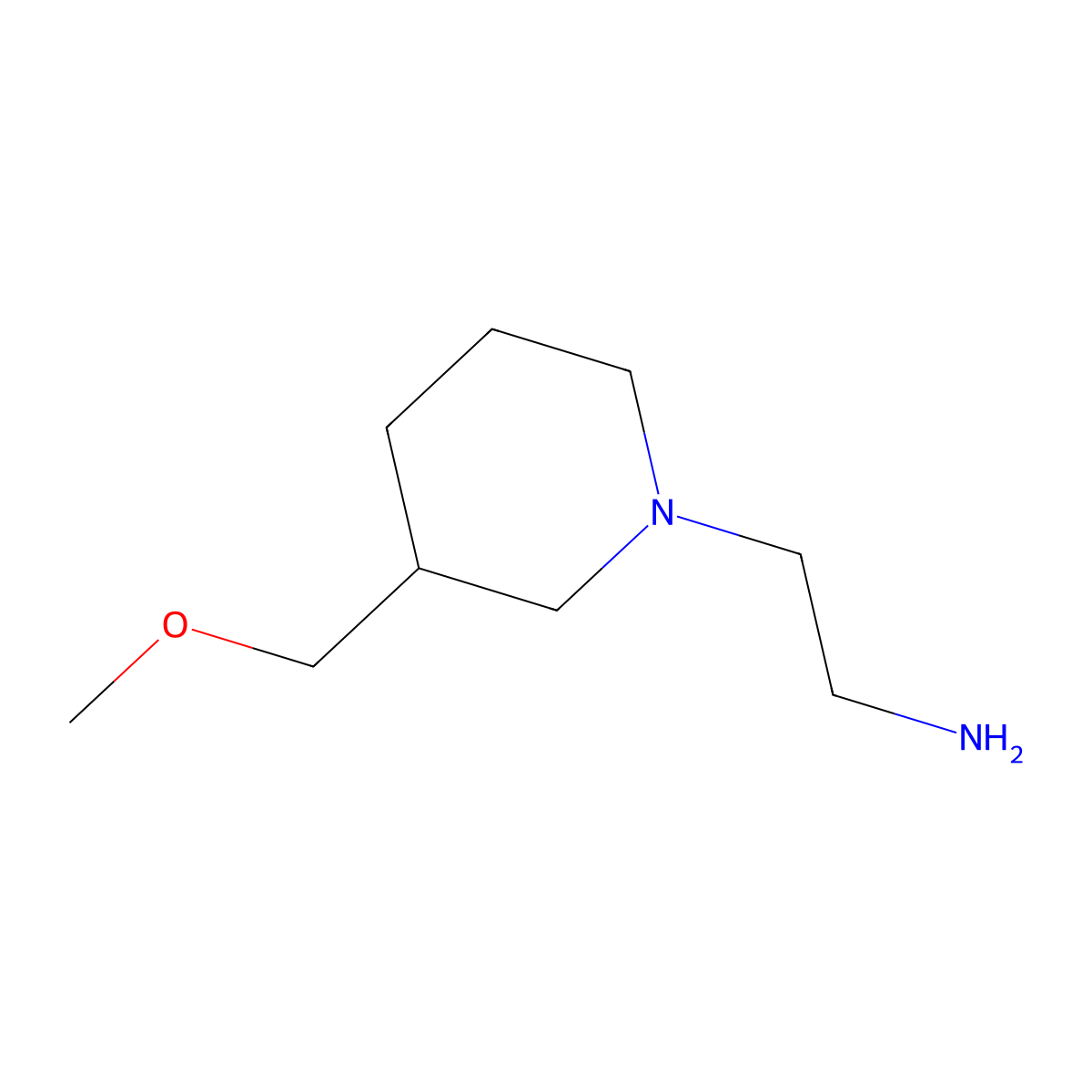 2-(3-(Methoxymethyl)piperidin-1-yl)ethan-1-amine molecular structure, CAS 1353955-61-9
