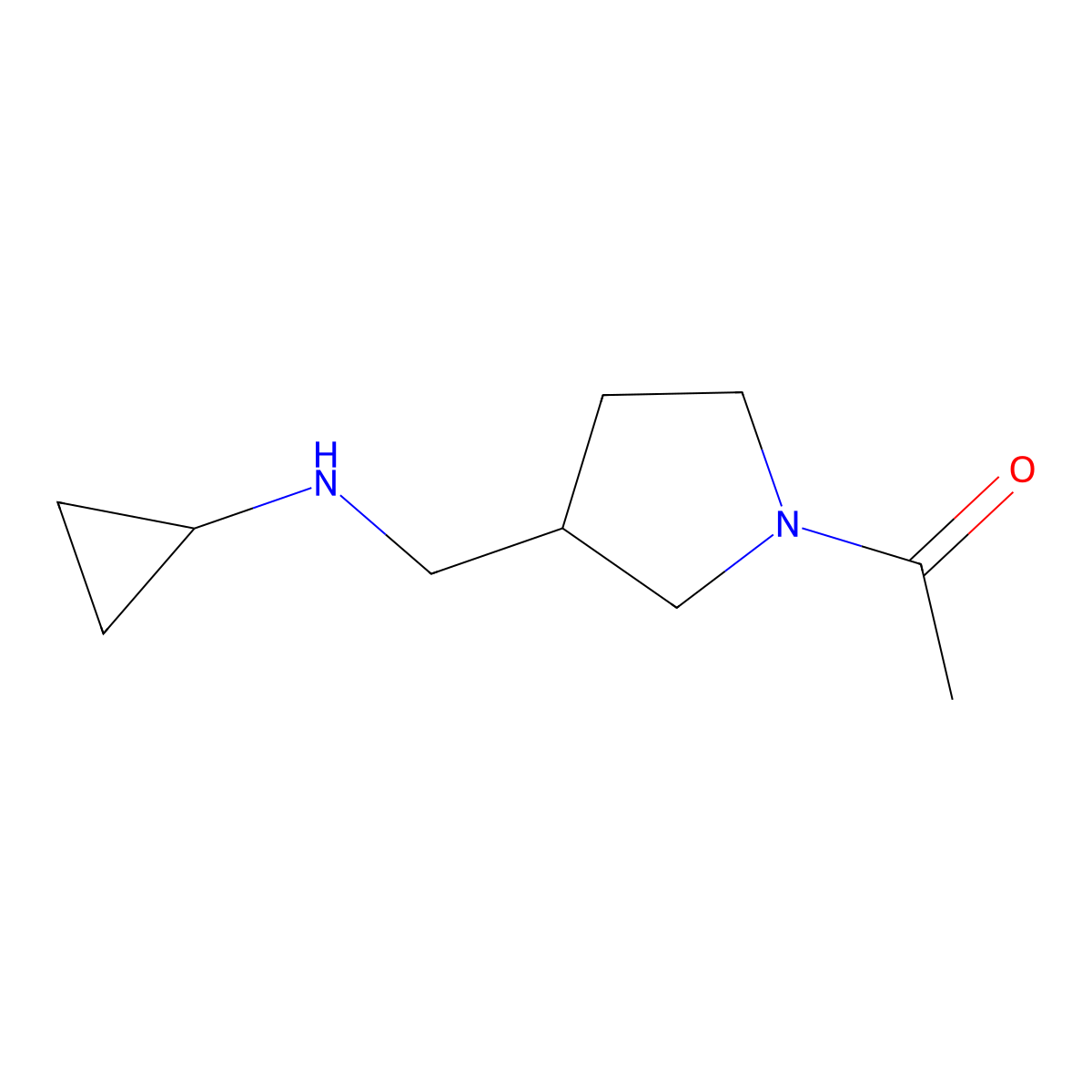 1-(3-Cyclopropylaminomethyl-pyrrolidin-1-yl)-ethanone molecular structure, CAS 1353955-65-3