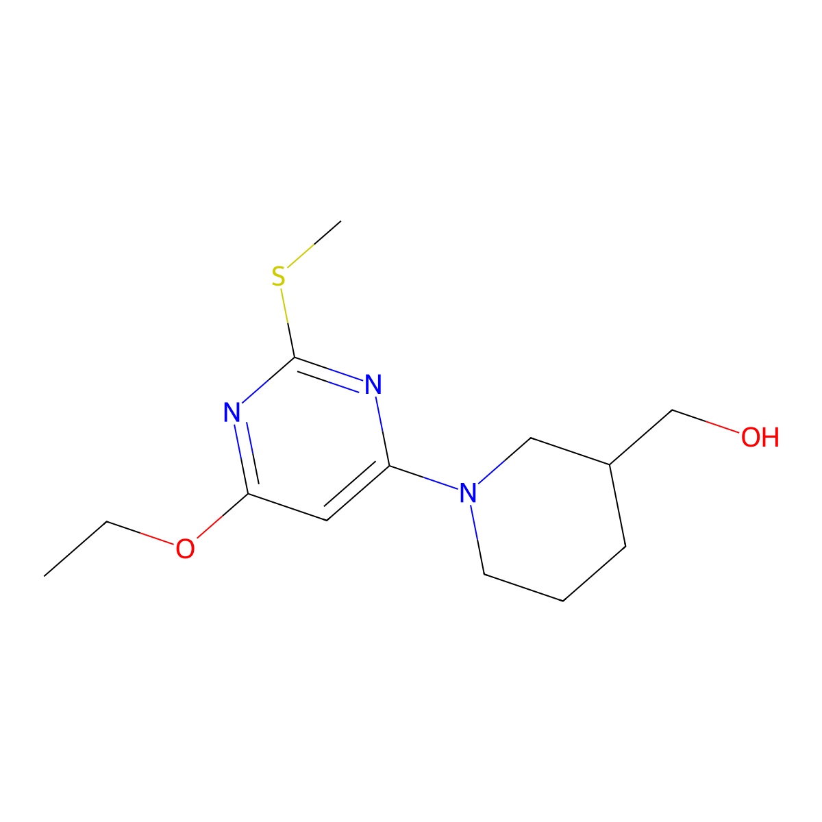 (1-(6-Ethoxy-2-(methylthio)pyrimidin-4-yl)piperidin-3-yl)methanol molecular structure, CAS 1353955-80-2