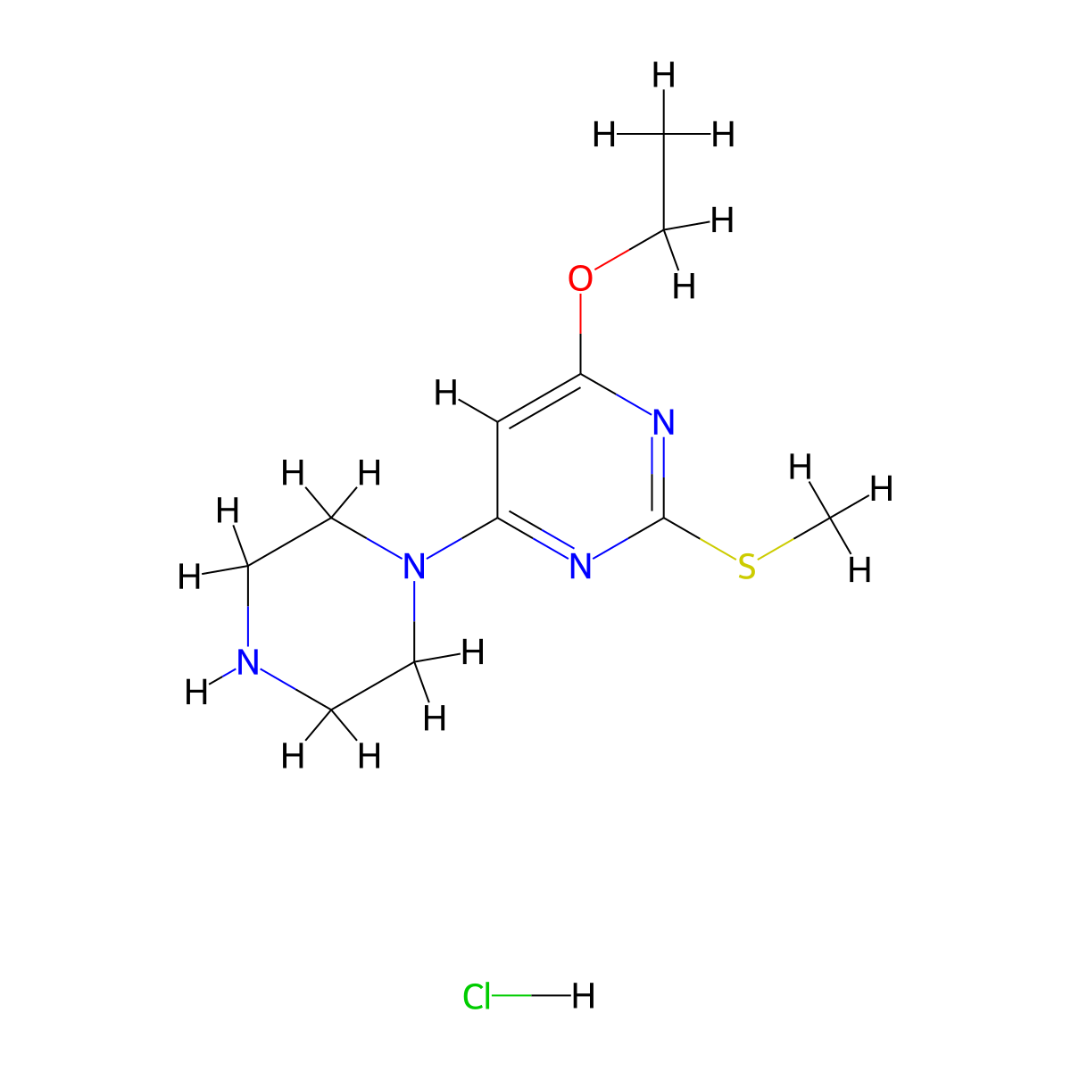 4-Ethoxy-2-(methylthio)-6-(piperazin-1-yl)pyrimidine hydrochloride molecular structure, CAS 1353956-01-0