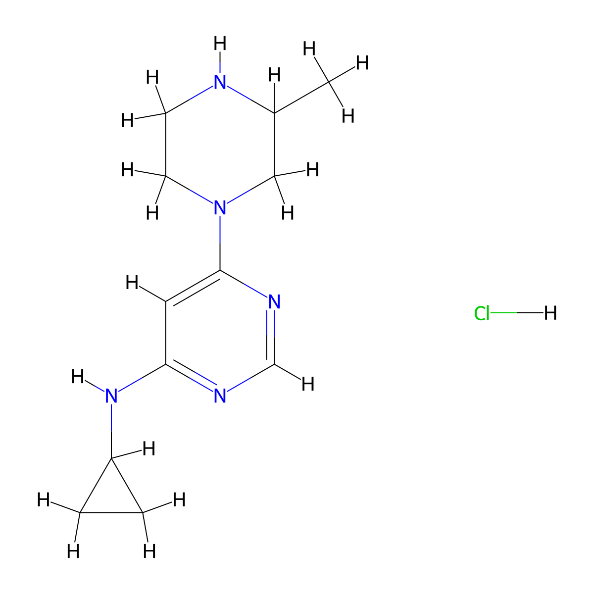 N-Cyclopropyl-6-(3-methylpiperazin-1-yl)pyrimidin-4-amine hydrochloride molecular structure, CAS 1353956-16-7