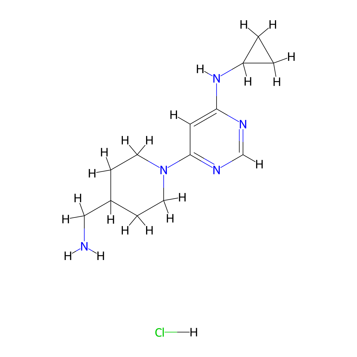 6-(4-(Aminomethyl)piperidin-1-yl)-N-cyclopropylpyrimidin-4-amine hydrochloride molecular structure, CAS 1353956-27-0