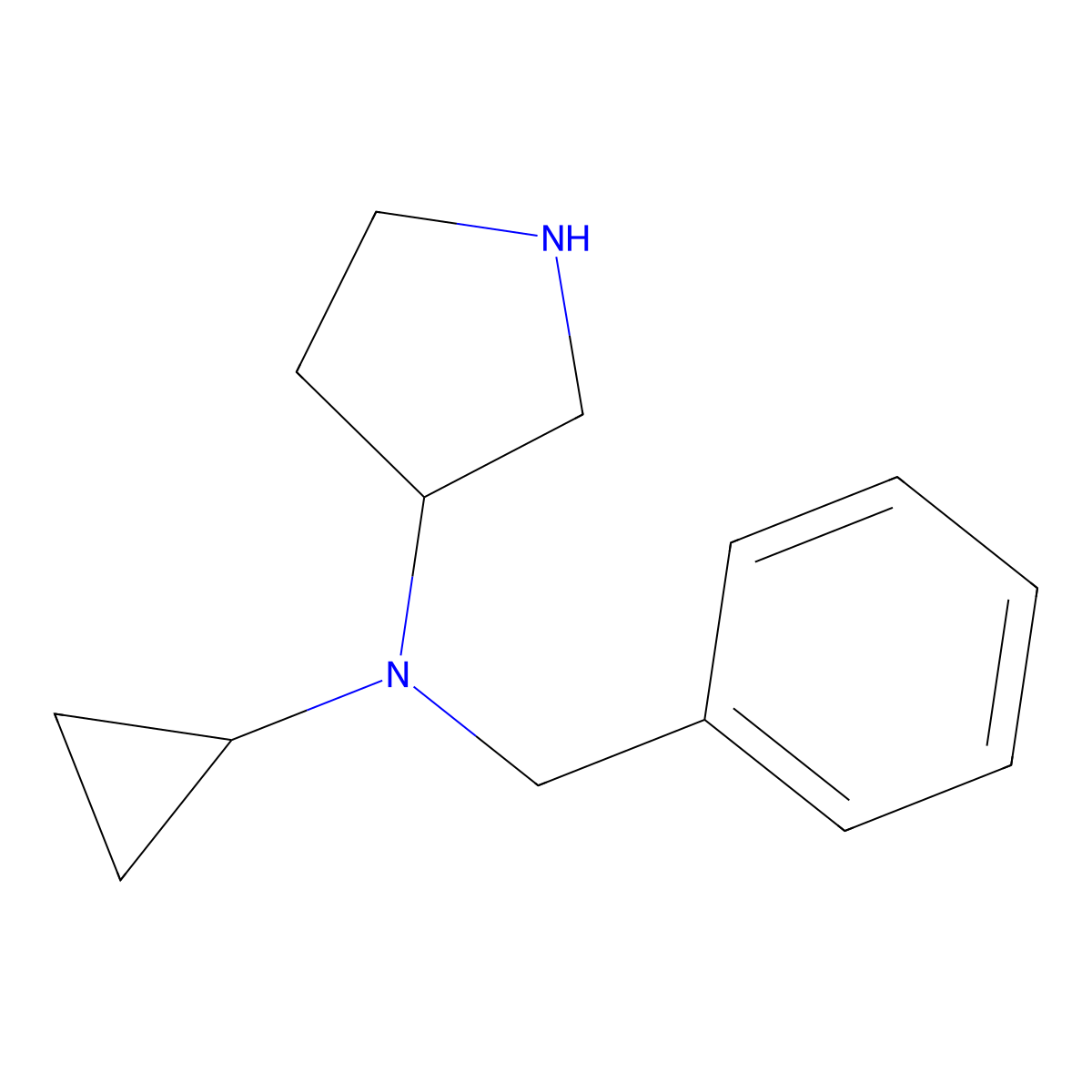 Benzyl-cyclopropyl-pyrrolidin-3-yl-amine molecular structure, CAS 1353956-29-2