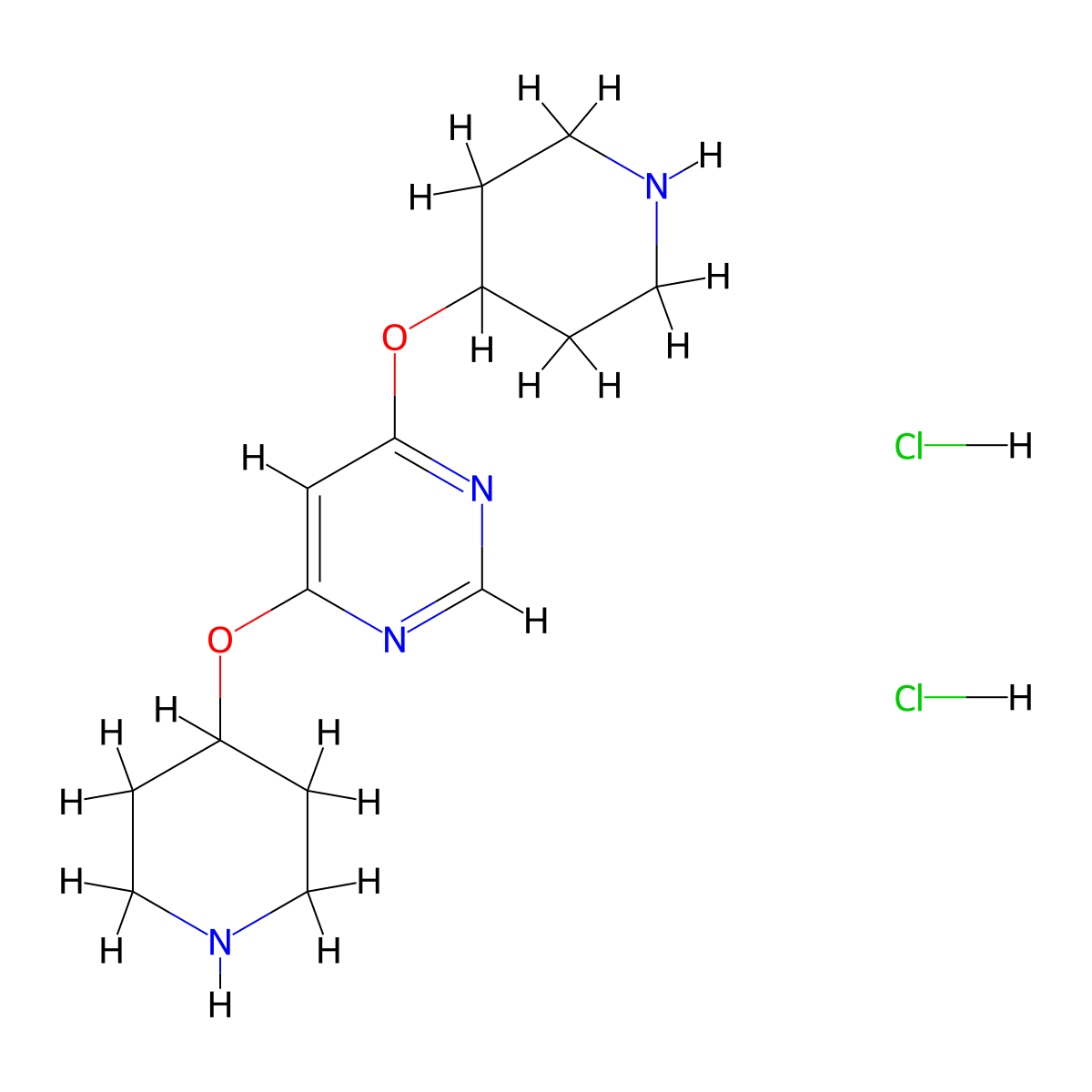 4,6-Bis(piperidin-4-yloxy)pyrimidine dihydrochloride molecular structure, CAS 1353956-54-3