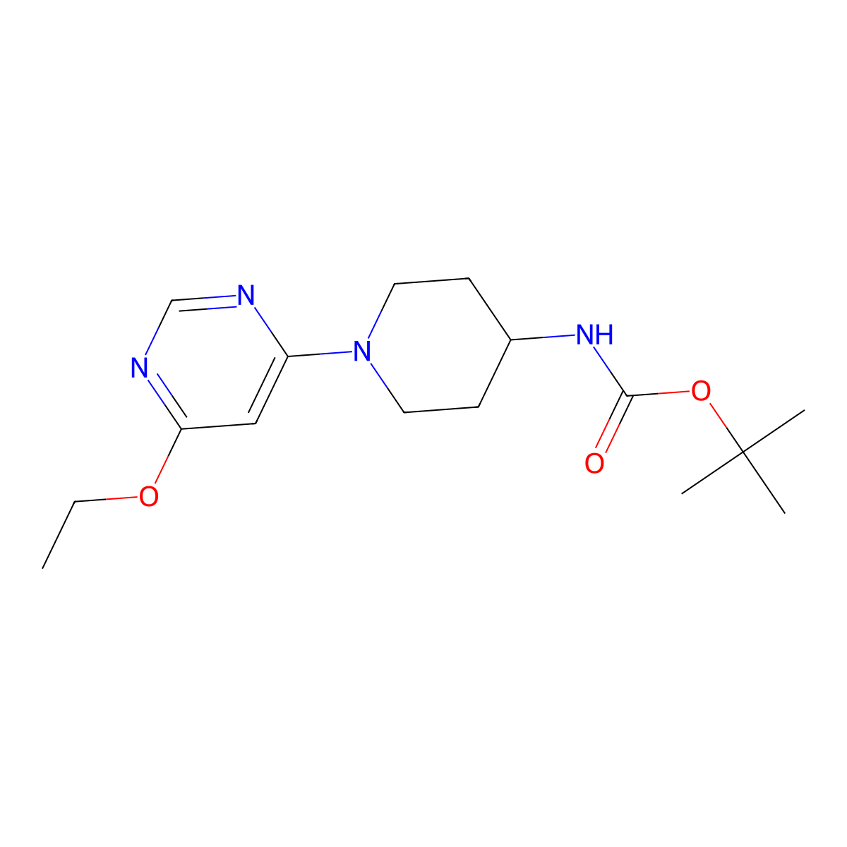 tert-Butyl (1-(6-ethoxypyrimidin-4-yl)piperidin-4-yl)carbamate molecular structure, CAS 1353956-57-6