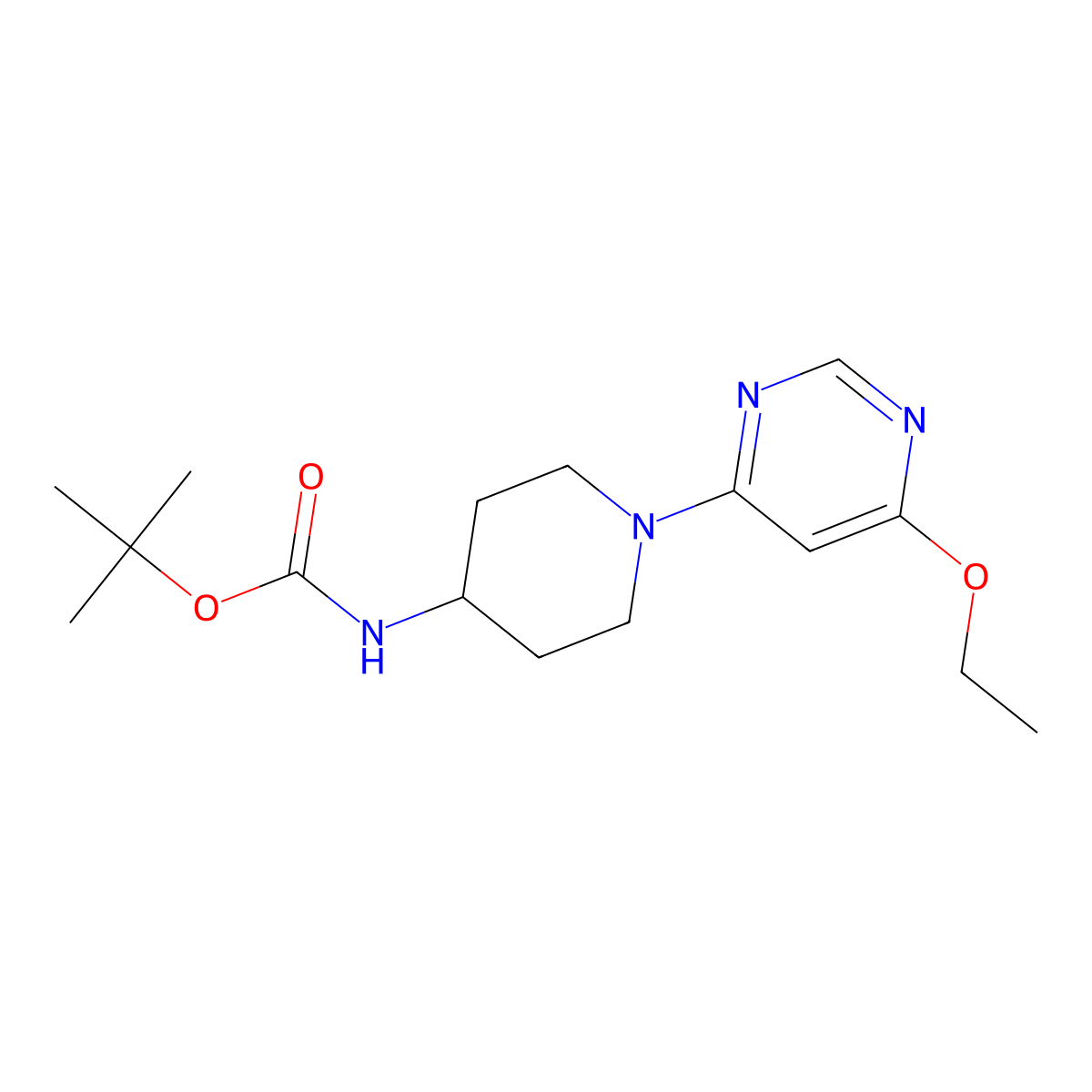 tert-Butyl (1-(6-ethoxypyrimidin-4-yl)piperidin-4-yl)carbamate molecular structure, CAS 1353956-57-6