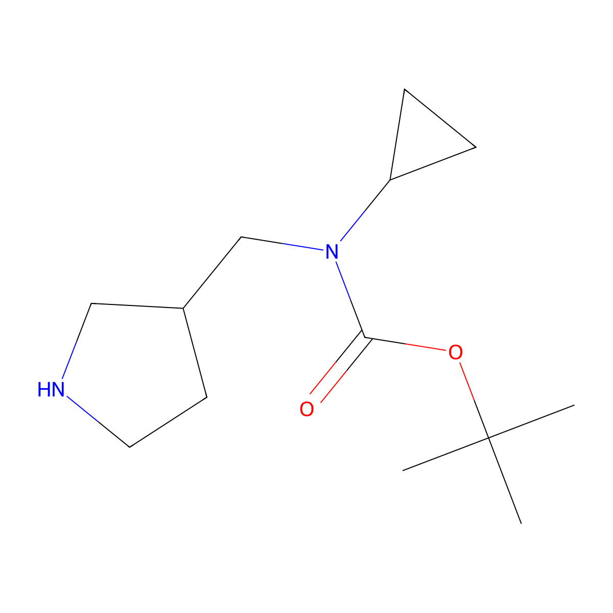 tert-Butyl cyclopropyl(pyrrolidin-3-ylmethyl)carbamate molecular structure, CAS 1353957-16-0