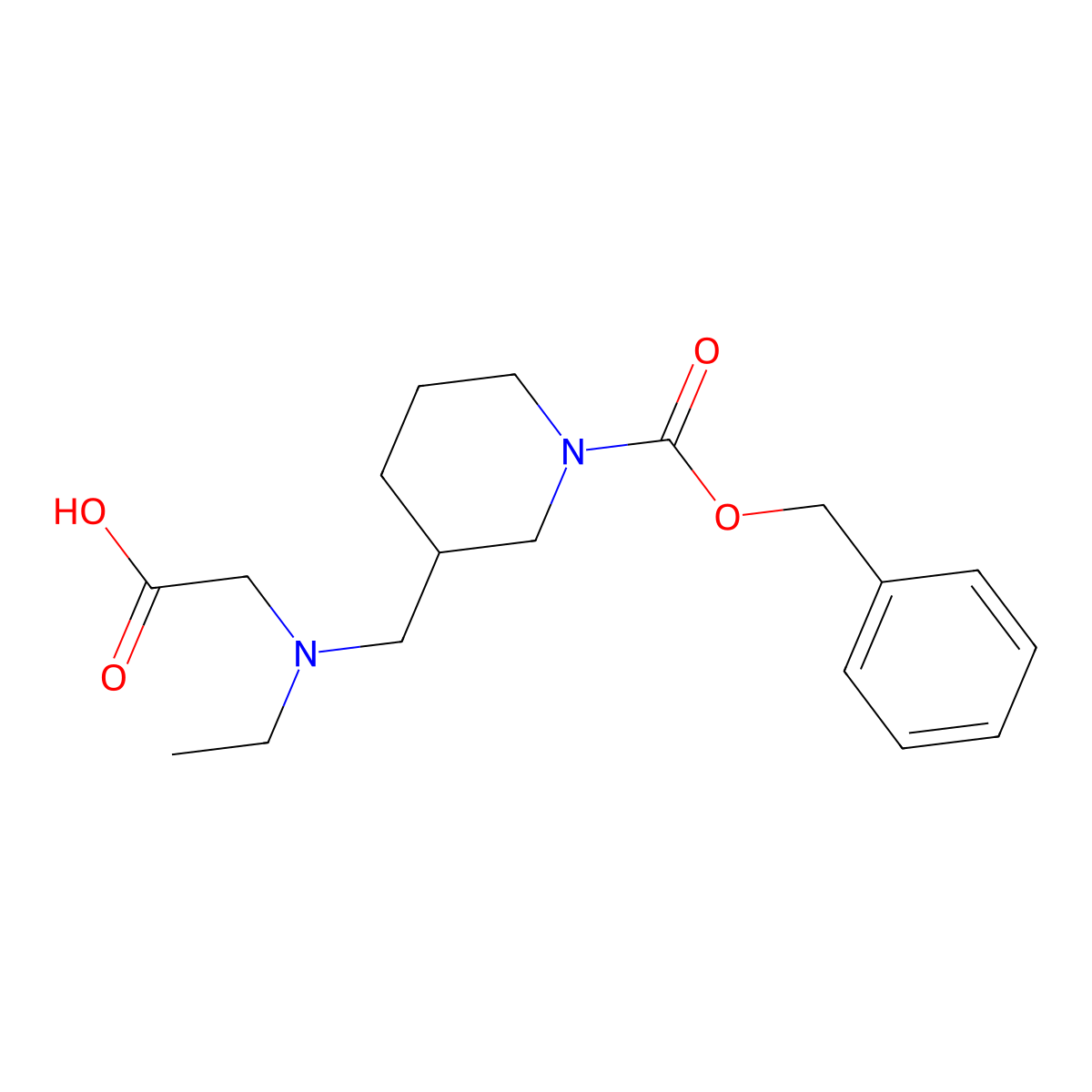3-[(Carboxymethyl-ethyl-amino)-methyl]-piperidine-1-carboxylic acid benzyl ester molecular structure, CAS 1353957-40-0