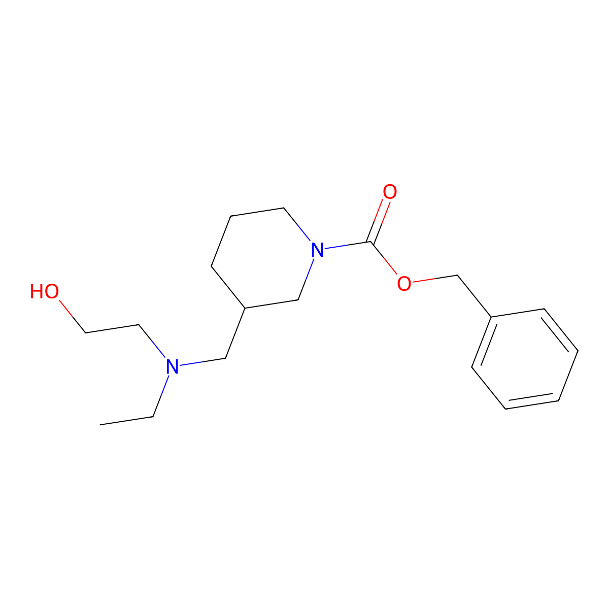 Benzyl 3-((ethyl(2-hydroxyethyl)amino)methyl)piperidine-1-carboxylate molecular structure, CAS 1353957-49-9