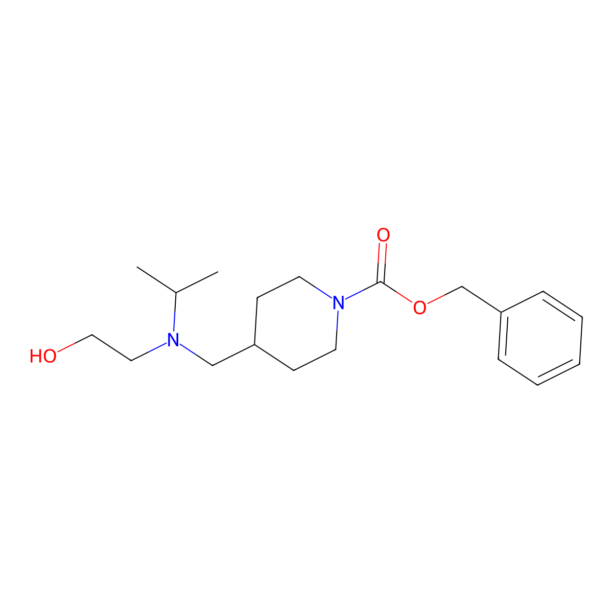 Benzyl 4-(((2-hydroxyethyl)(isopropyl)amino)methyl)piperidine-1-carboxylate molecular structure, CAS 1353957-55-7