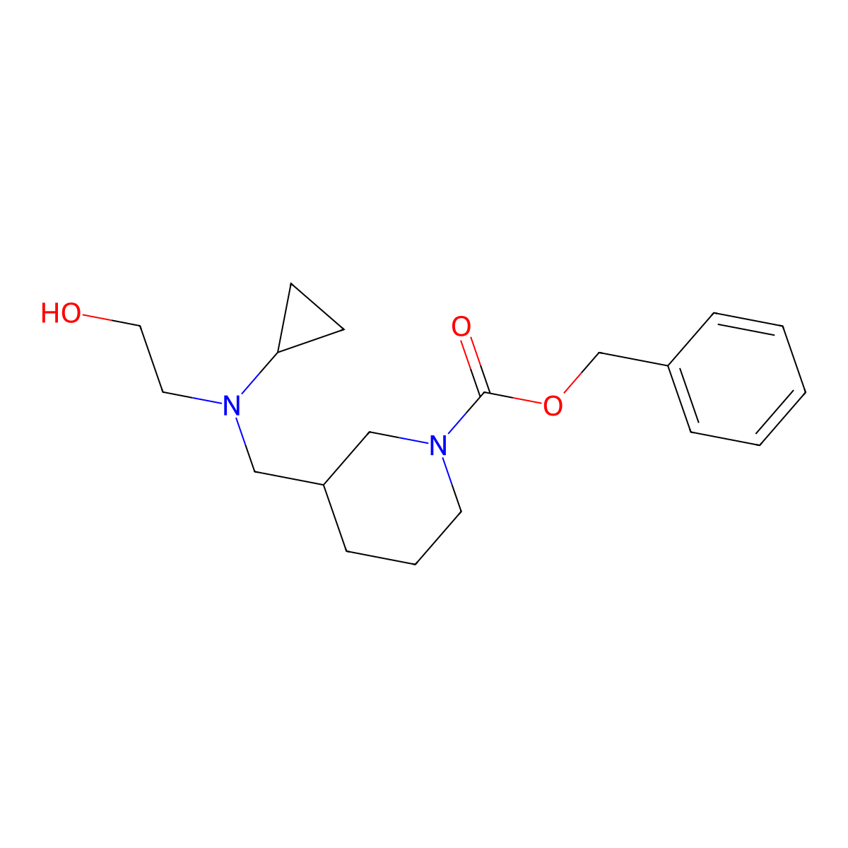 3-{[Cyclopropyl-(2-hydroxy-ethyl)-amino]-methyl}-piperidine-1-carboxylic acid benzyl ester molecular structure, CAS 1353957-60-4