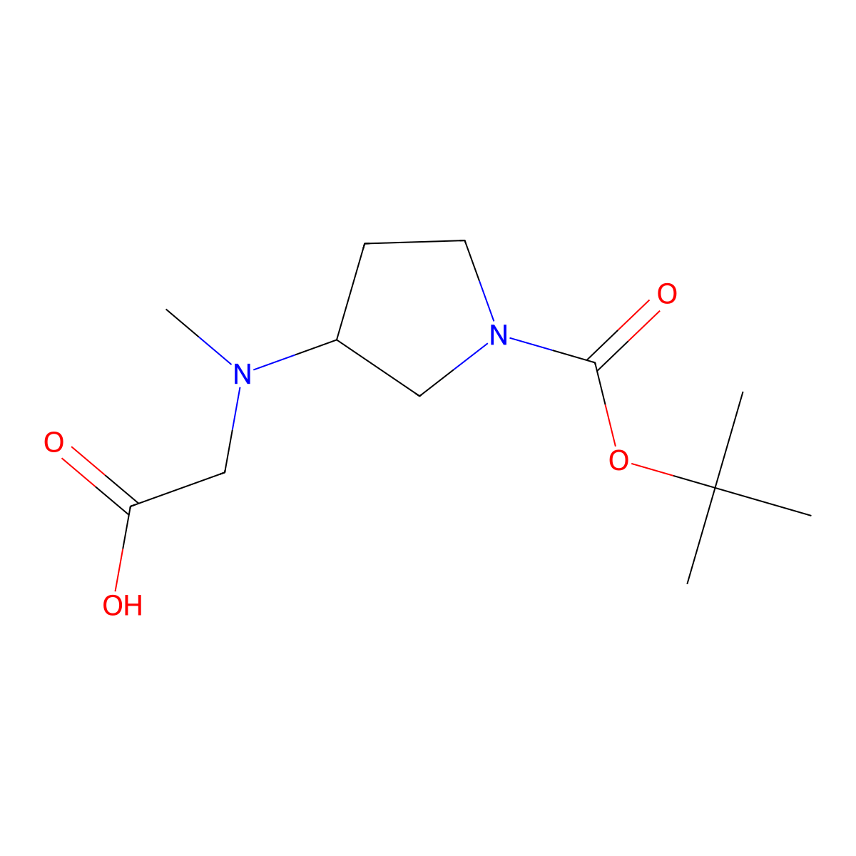 2-((1-(tert-Butoxycarbonyl)pyrrolidin-3-yl)(methyl)amino)acetic acid molecular structure, CAS 1353957-84-2