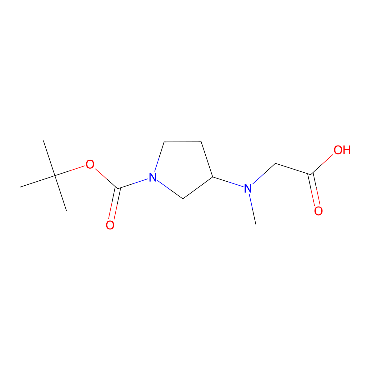 2-((1-(tert-Butoxycarbonyl)pyrrolidin-3-yl)(methyl)amino)acetic acid molecular structure, CAS 1353957-84-2