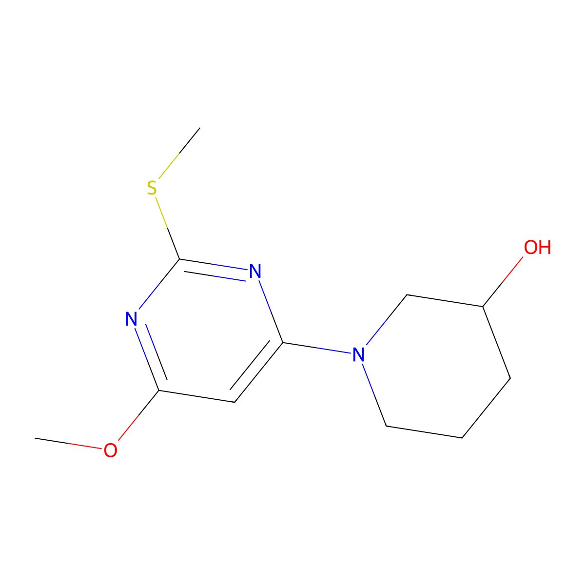 1-(6-Methoxy-2-(methylthio)pyrimidin-4-yl)piperidin-3-ol molecular structure, CAS 1353958-15-2