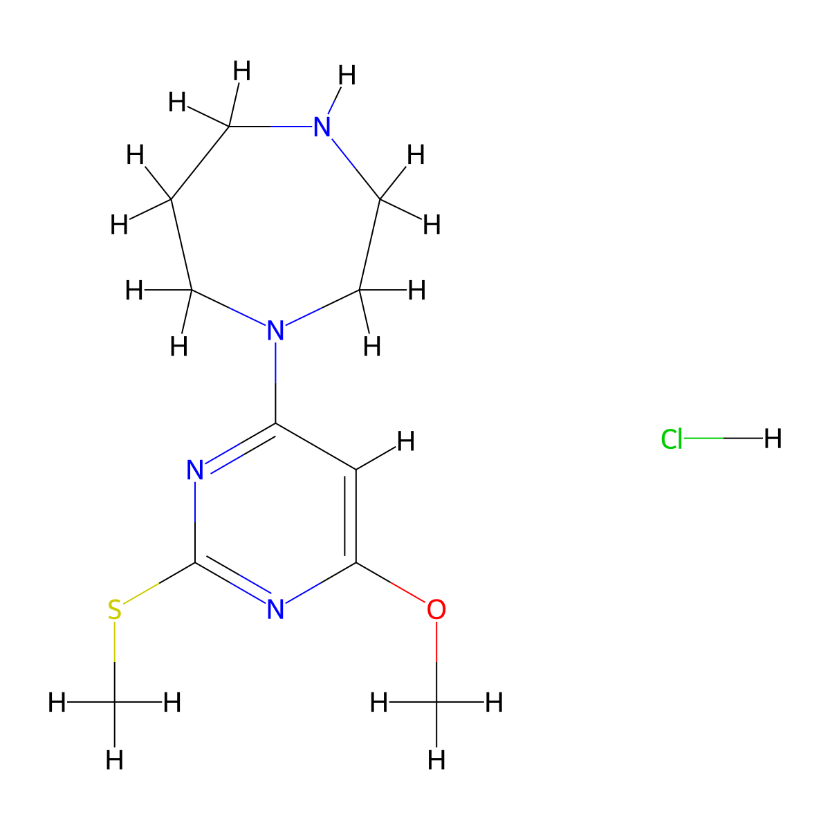 1-(6-Methoxy-2-(methylthio)pyrimidin-4-yl)-1,4-diazepane hydrochloride molecular structure, CAS 1353958-23-2