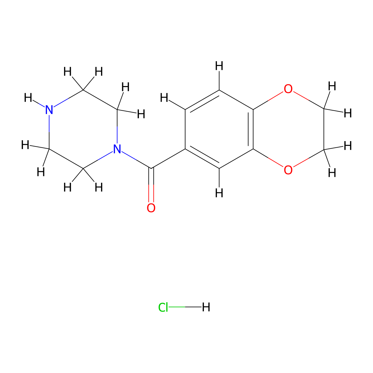 (2,3-Dihydrobenzo[b][1,4]dioxin-6-yl)(piperazin-1-yl)methanone hydrochloride molecular structure, CAS 1353958-38-9