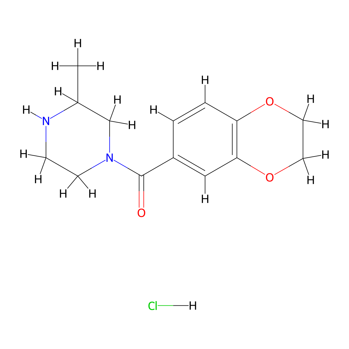(2,3-Dihydrobenzo[b][1,4]dioxin-6-yl)(3-methylpiperazin-1-yl)methanone hydrochloride molecular structure, CAS 1353958-43-6