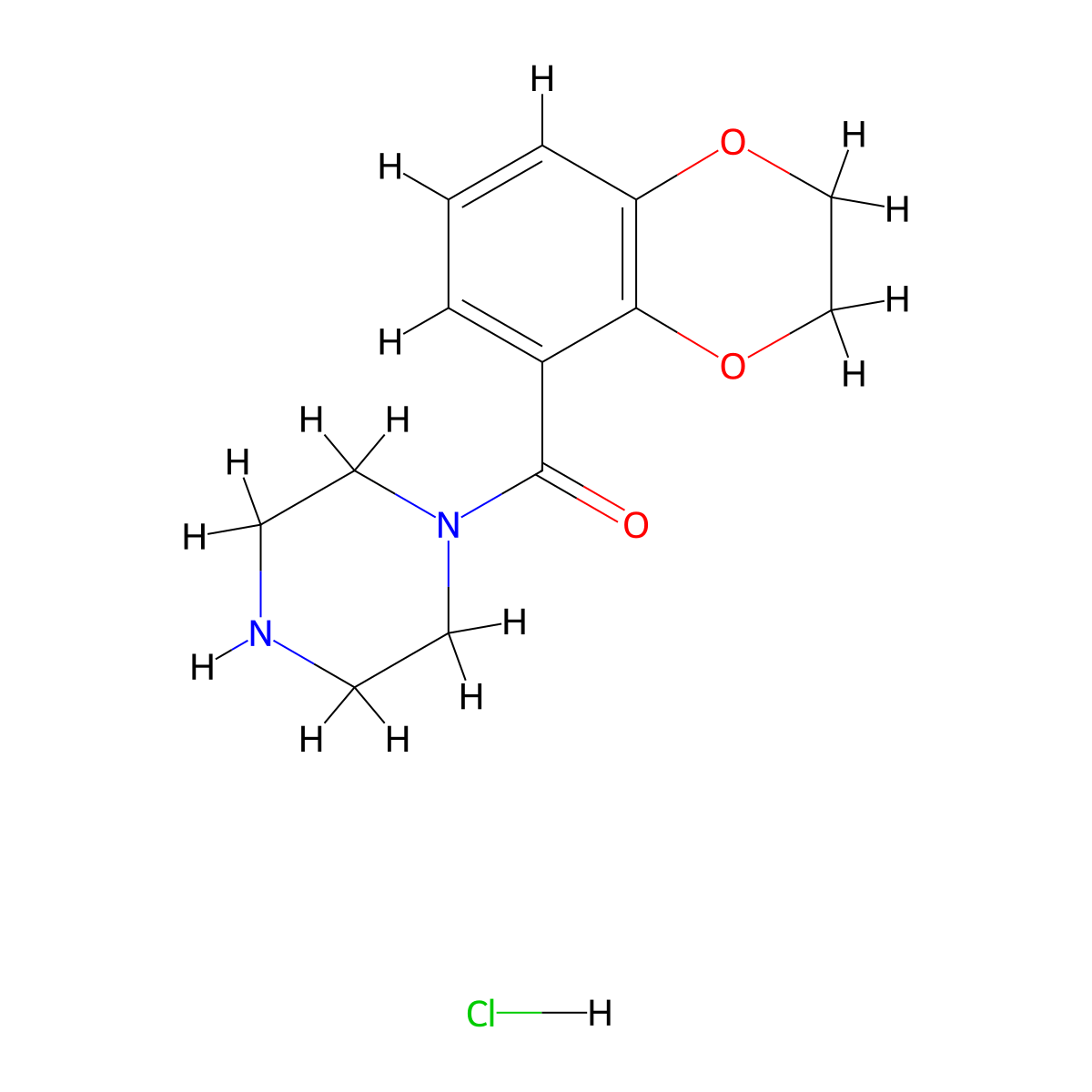 (2,3-Dihydrobenzo[b][1,4]dioxin-5-yl)(piperazin-1-yl)methanone hydrochloride molecular structure, CAS 1353958-63-0