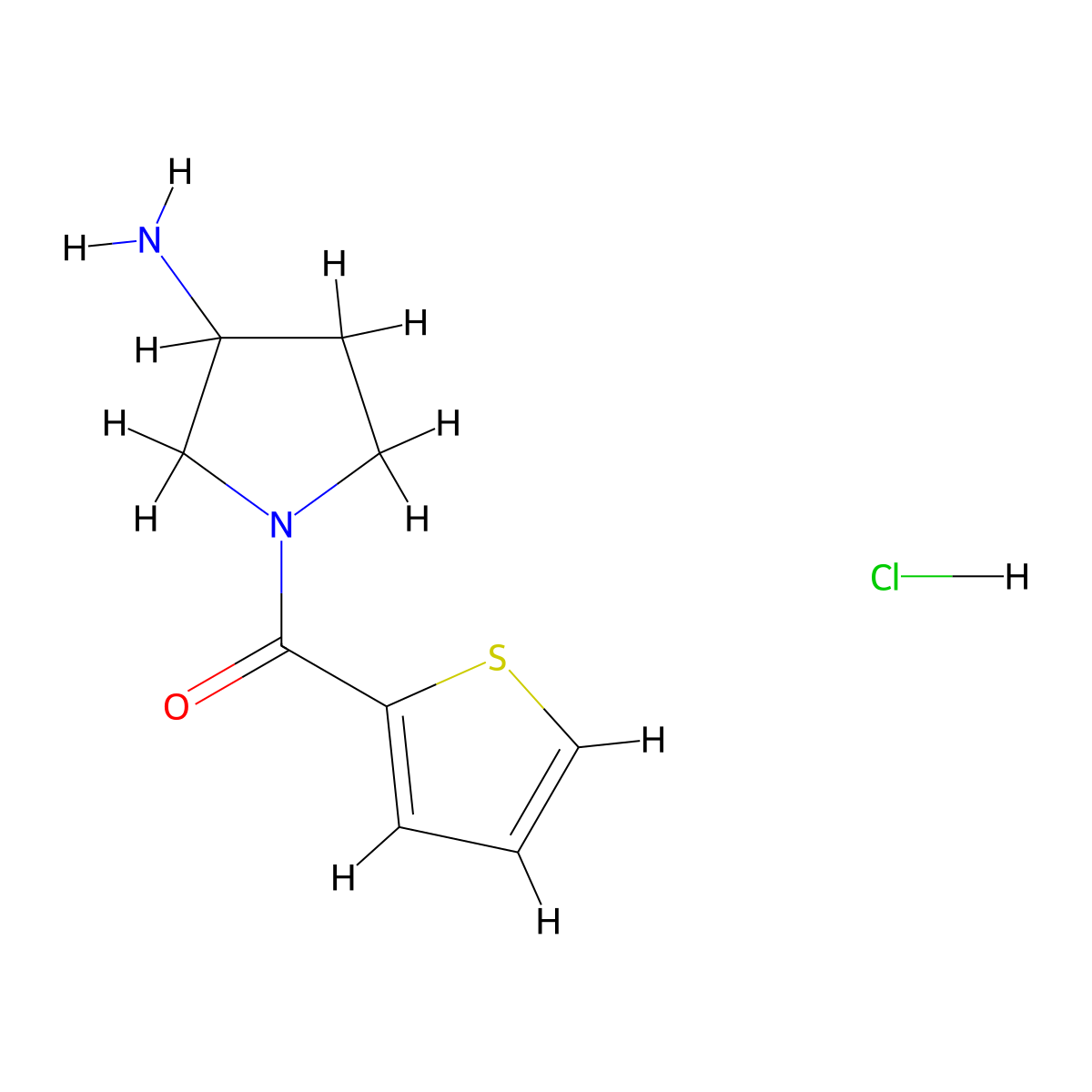 (3-Aminopyrrolidin-1-yl)(thiophen-2-yl)methanone hydrochloride molecular structure, CAS 1353958-66-3