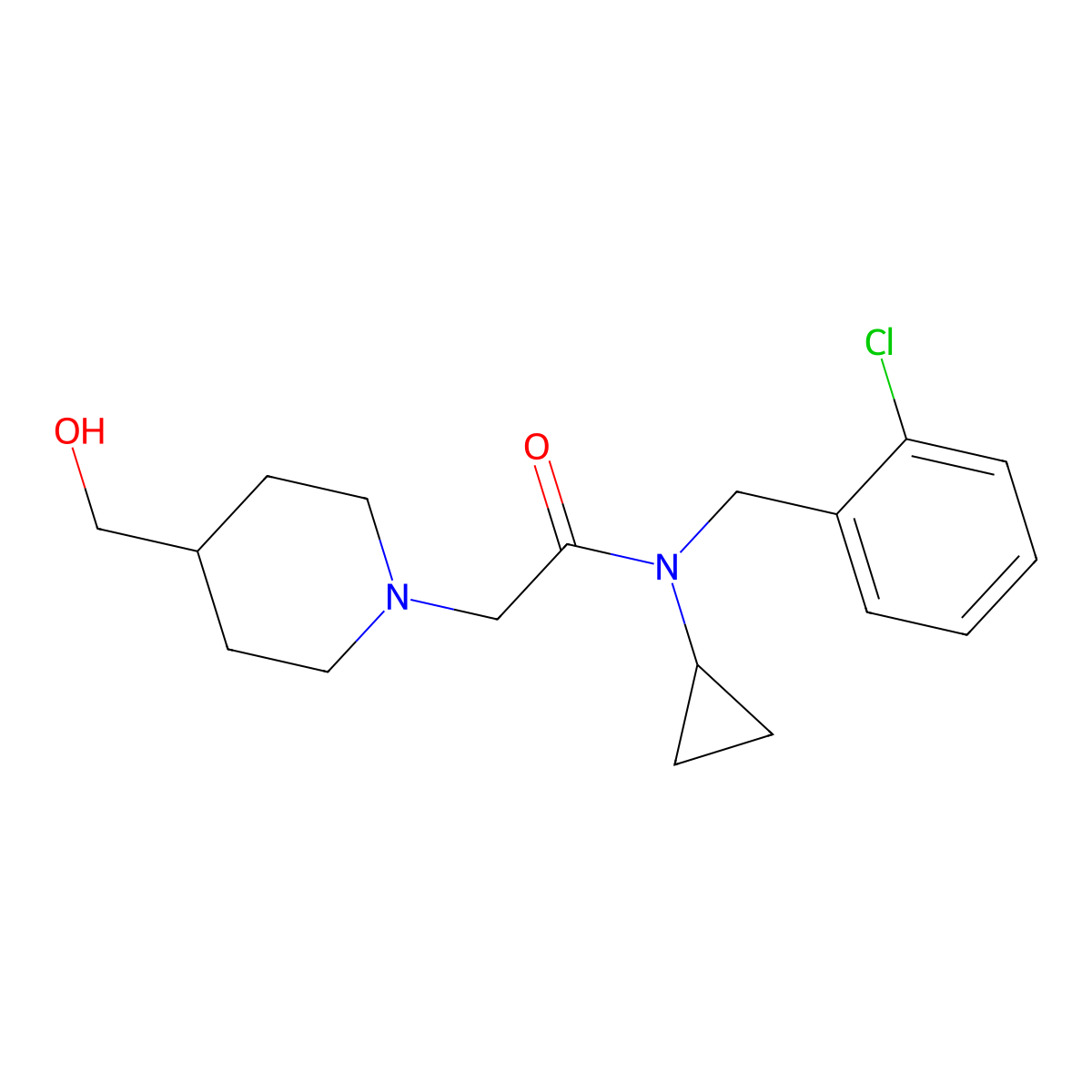 N-(2-Chlorobenzyl)-N-cyclopropyl-2-(4-(hydroxymethyl)piperidin-1-yl)acetamide molecular structure, CAS 1353958-68-5