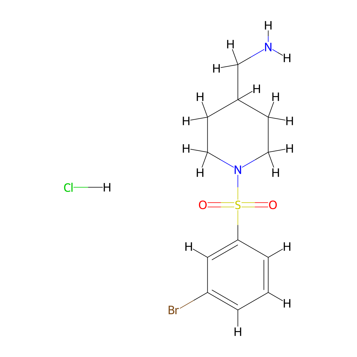 (1-((3-Bromophenyl)sulfonyl)piperidin-4-yl)methanamine hydrochloride molecular structure, CAS 1353958-71-0