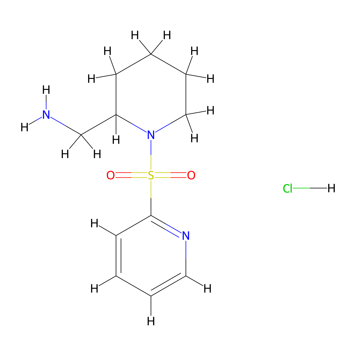 (1-(Pyridin-2-ylsulfonyl)piperidin-2-yl)methanamine hydrochloride molecular structure, CAS 1353958-82-3