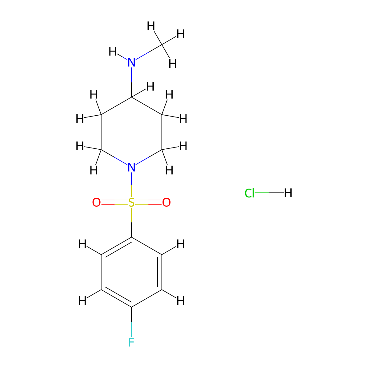 1-((4-Fluorophenyl)sulfonyl)-N-methylpiperidin-4-amine hydrochloride molecular structure, CAS 1353958-87-8
