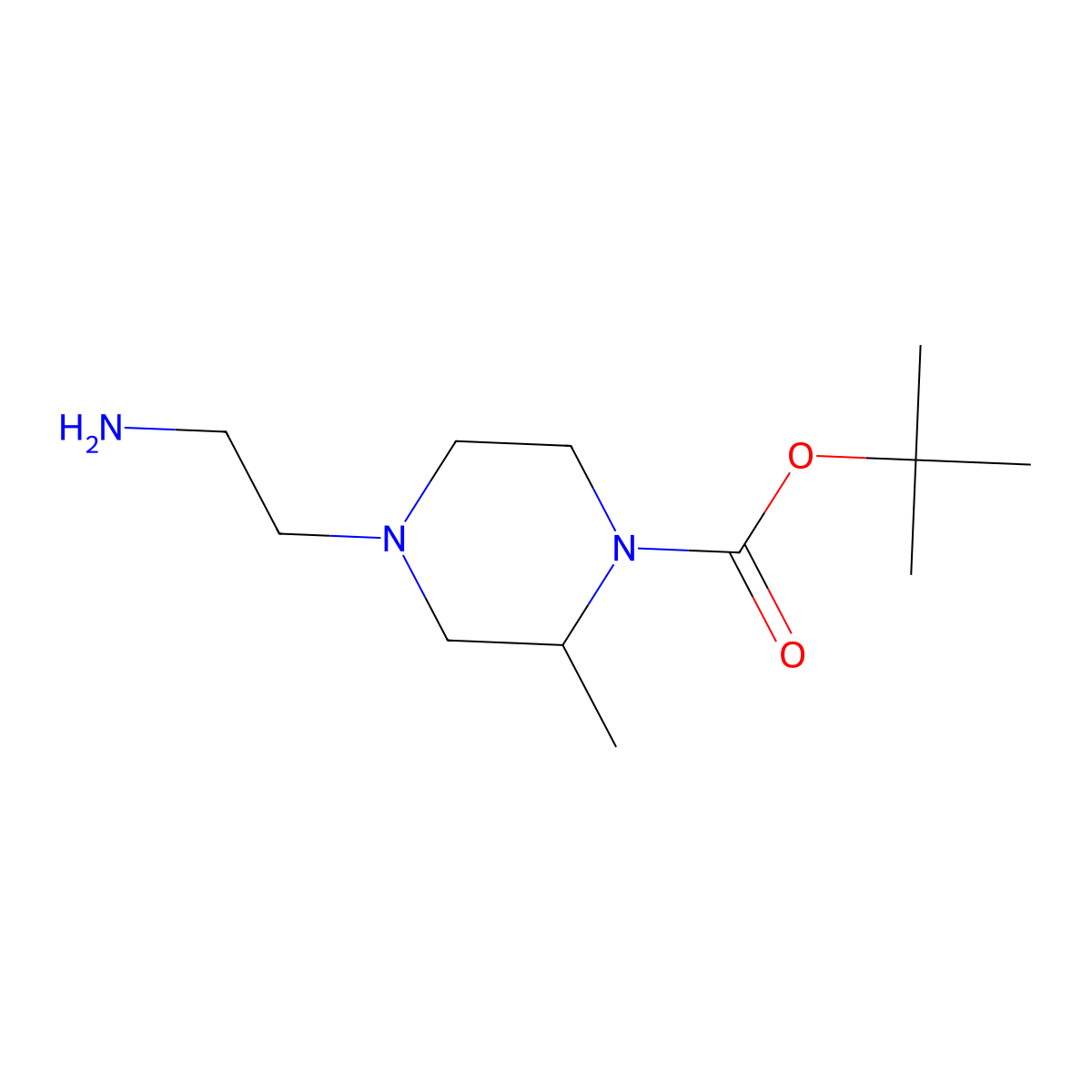 1-Piperazinecarboxylic acid, 4-(2-aminoethyl)-2-methyl-, 1,1-dimethylethyl ester molecular structure, CAS 1353958-92-5